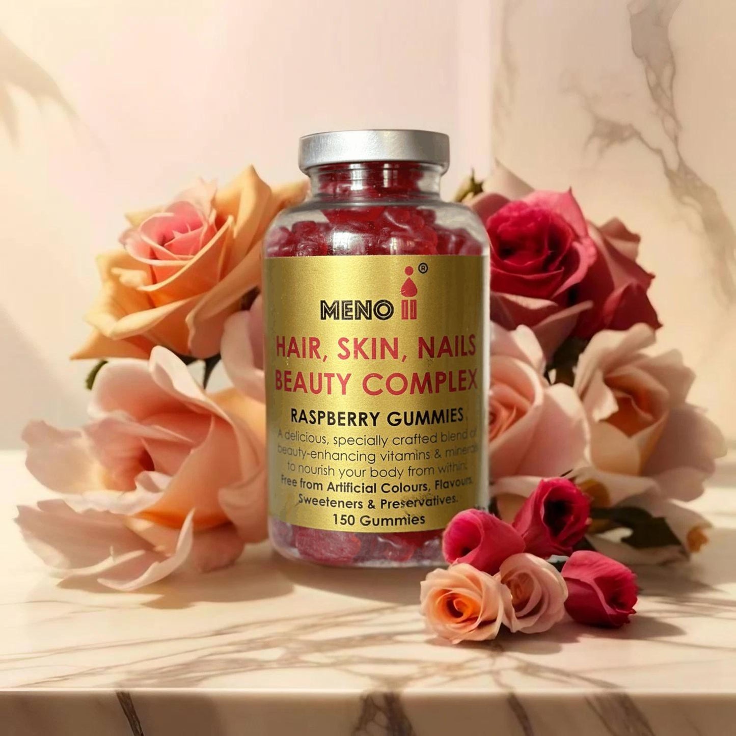 🎁 Meno® Hair, Skin & Nails Gummies – Raspberry Flavour, Biotin Beauty Complex (100% off)