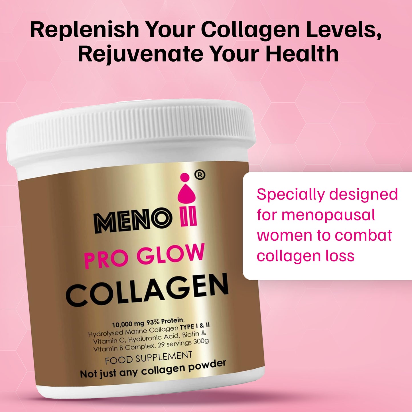 Meno® PRO GLOW 10,000mg Collagen Powder + Essential Vitamins