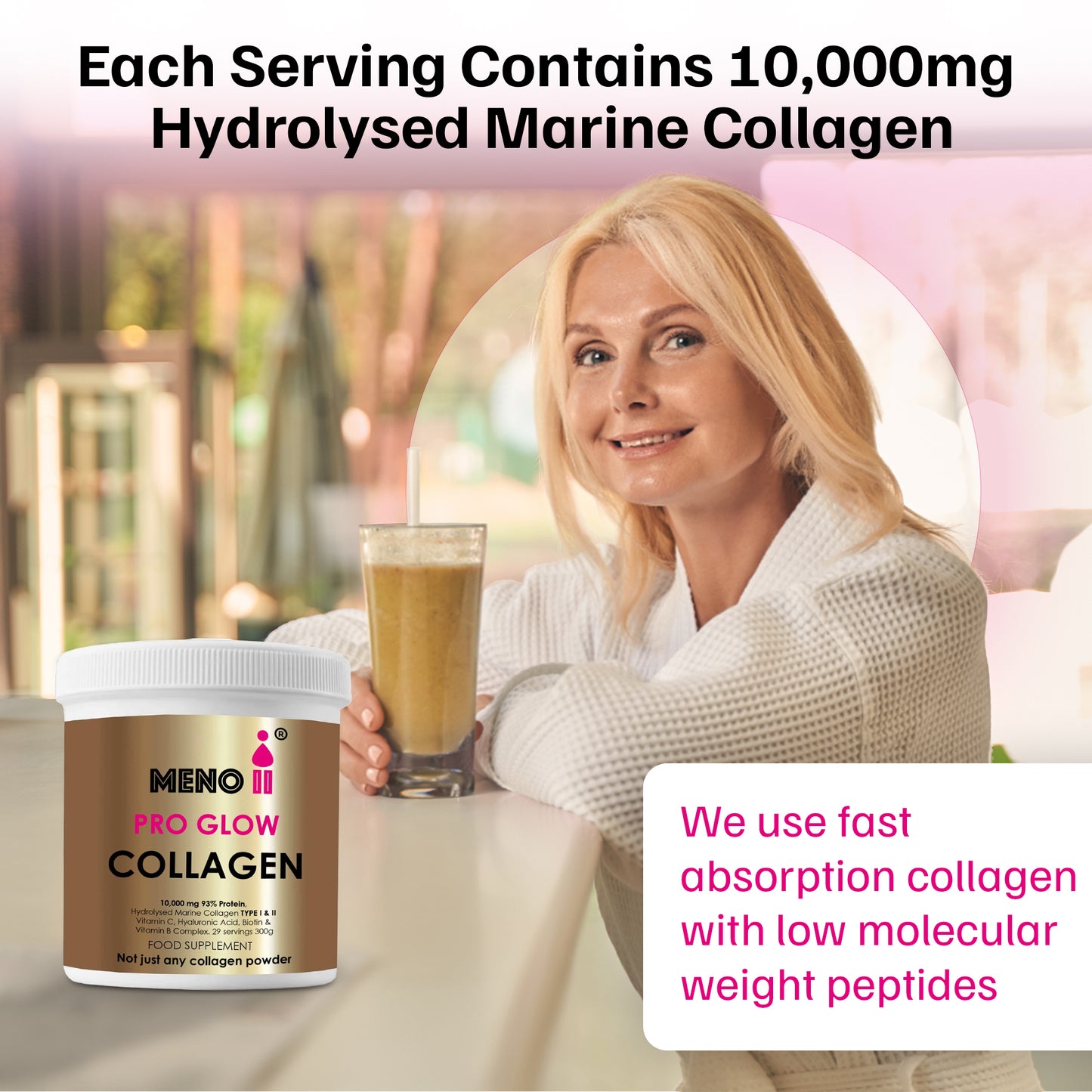 Meno® PRO GLOW 10,000mg Collagen Powder + Essential Vitamins