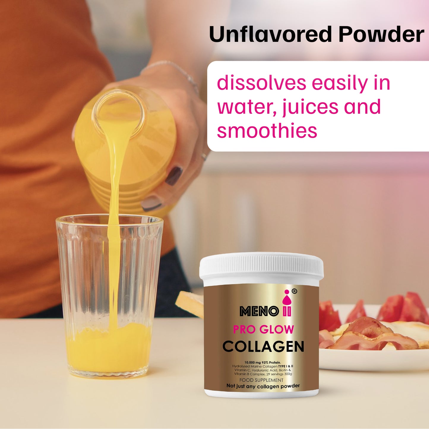 Meno® PRO GLOW 10,000mg Collagen Powder + Essential Vitamins