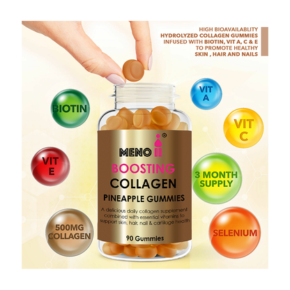 Meno® Boosting Collagen Natural Pineapple 90 Gummies - upto 3 month supply