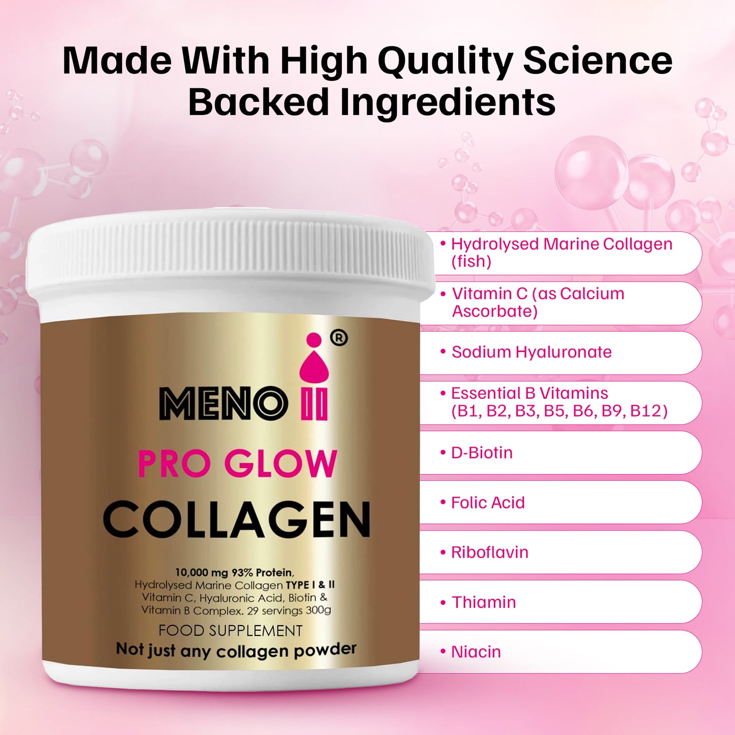 Meno® PRO GLOW 10,000mg Collagen Powder +  Essential Vitamins